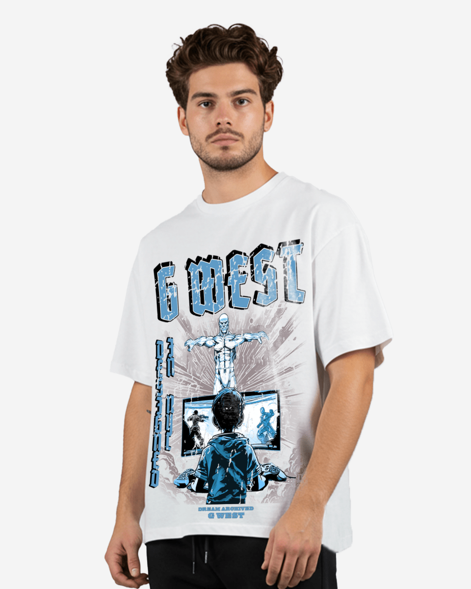 G West Game of G Baby Blue Black Oversized T-Shirt Mens