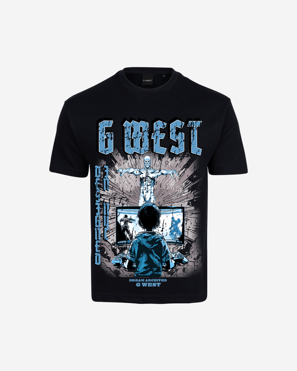 G West Game of G Baby Blue Black Oversized T-Shirt Mens